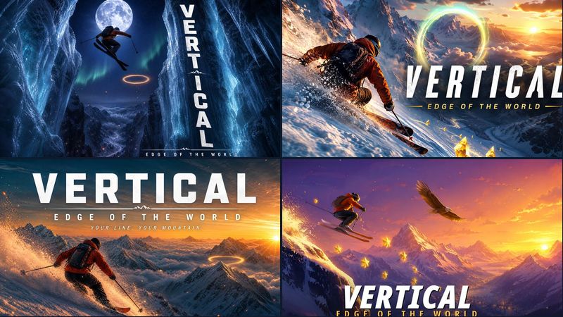 Four AI-built skiing games shown as a four-panel grid