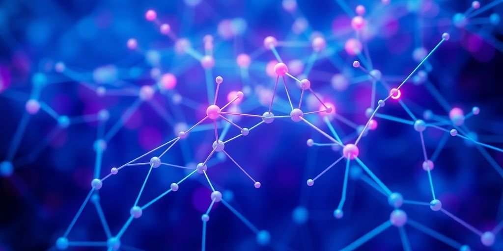 Close-up of a glowing neural network model.